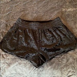 Black velvet shorts